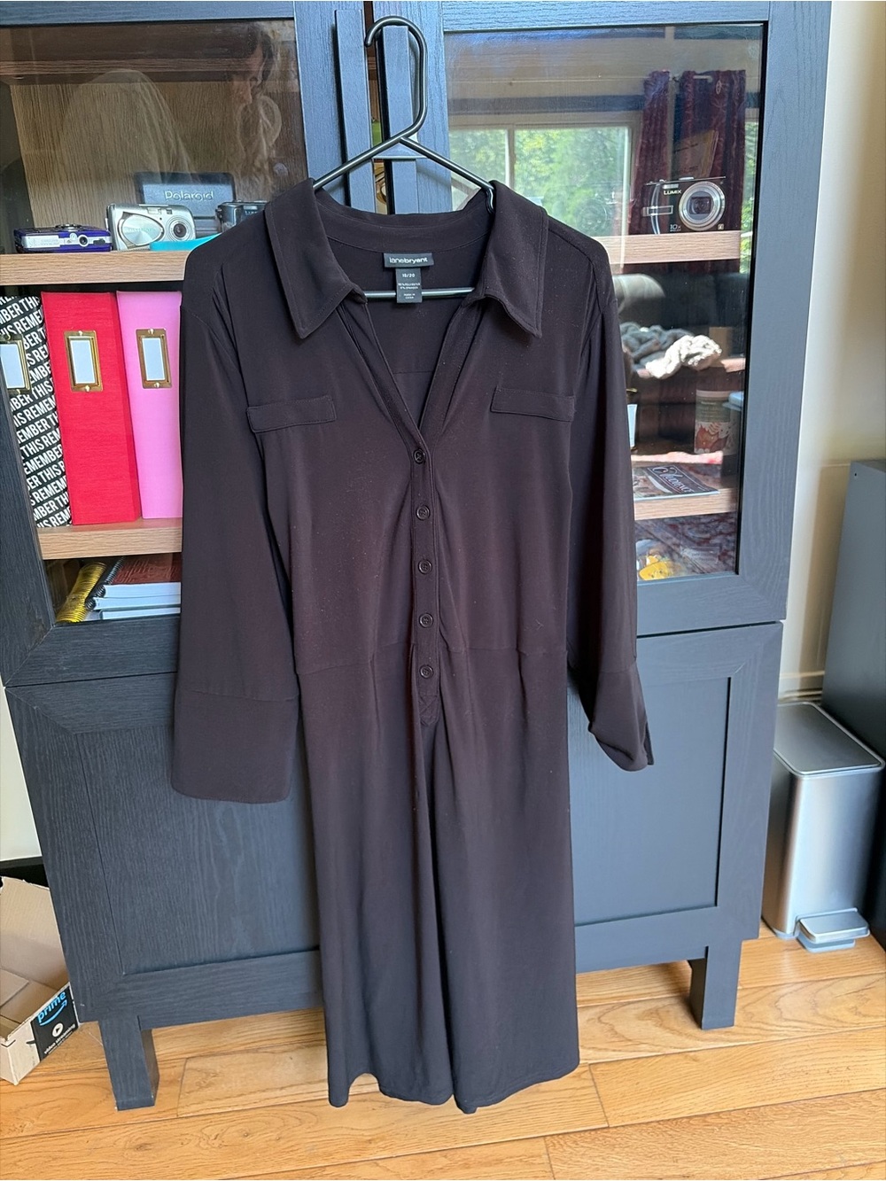 Lane Bryant Black Button-Front Shirt Dress